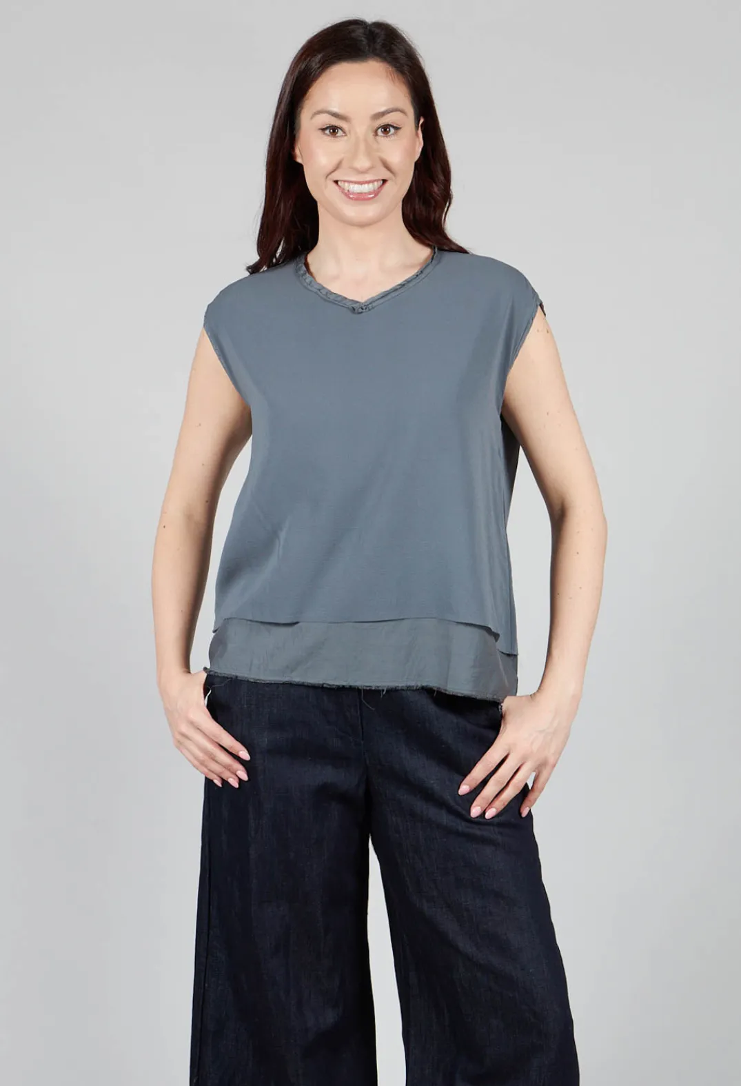 Aequamente Tops^Silk Vest Top in Asfalto