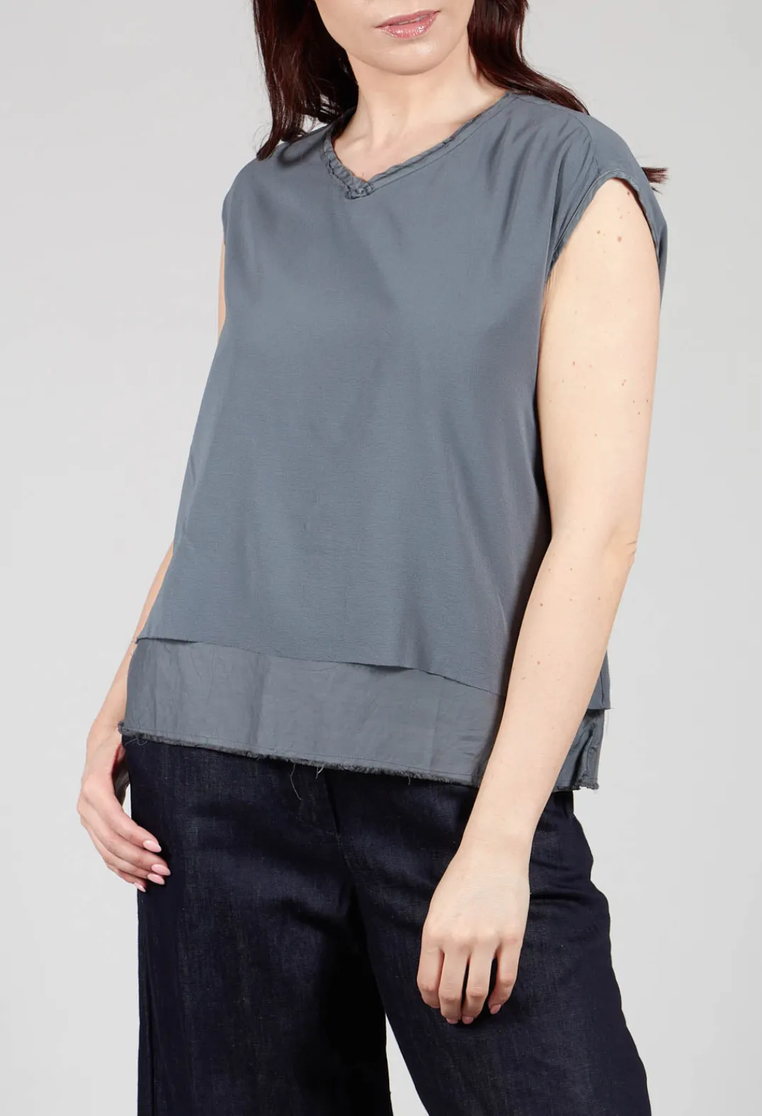 Aequamente Tops^Silk Vest Top in Asfalto