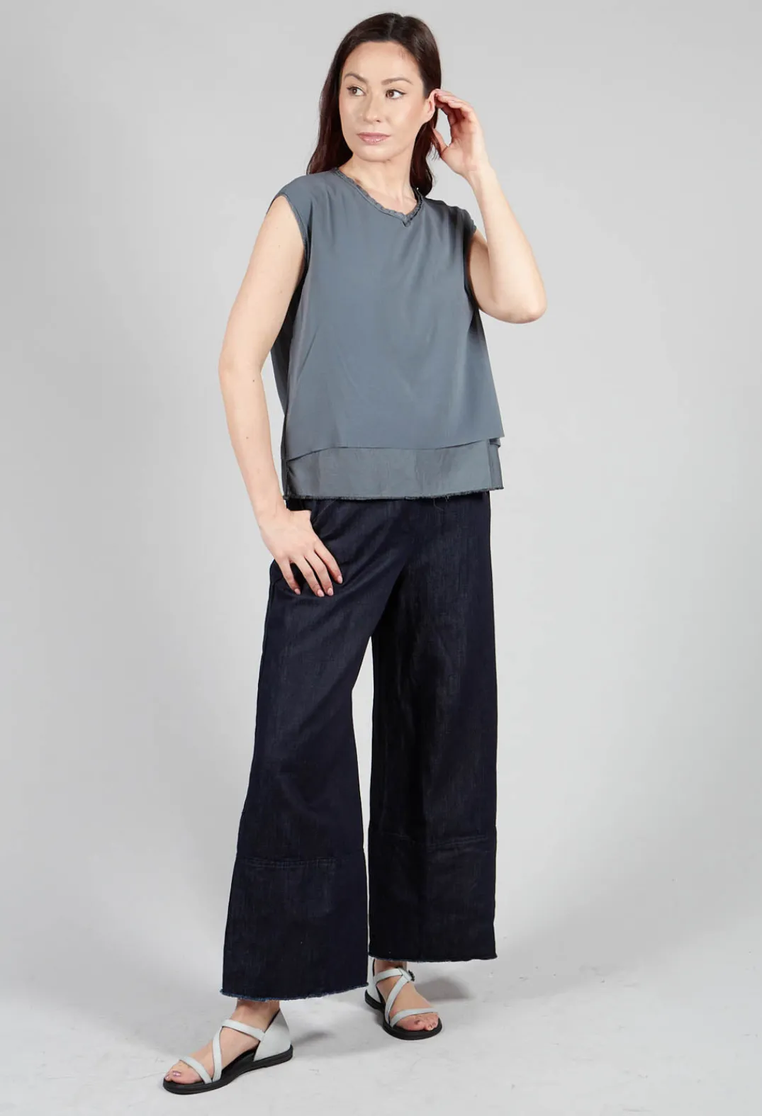 Aequamente Tops^Silk Vest Top in Asfalto