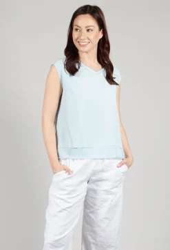 Aequamente Tops^Silk Vest Top in Cielo