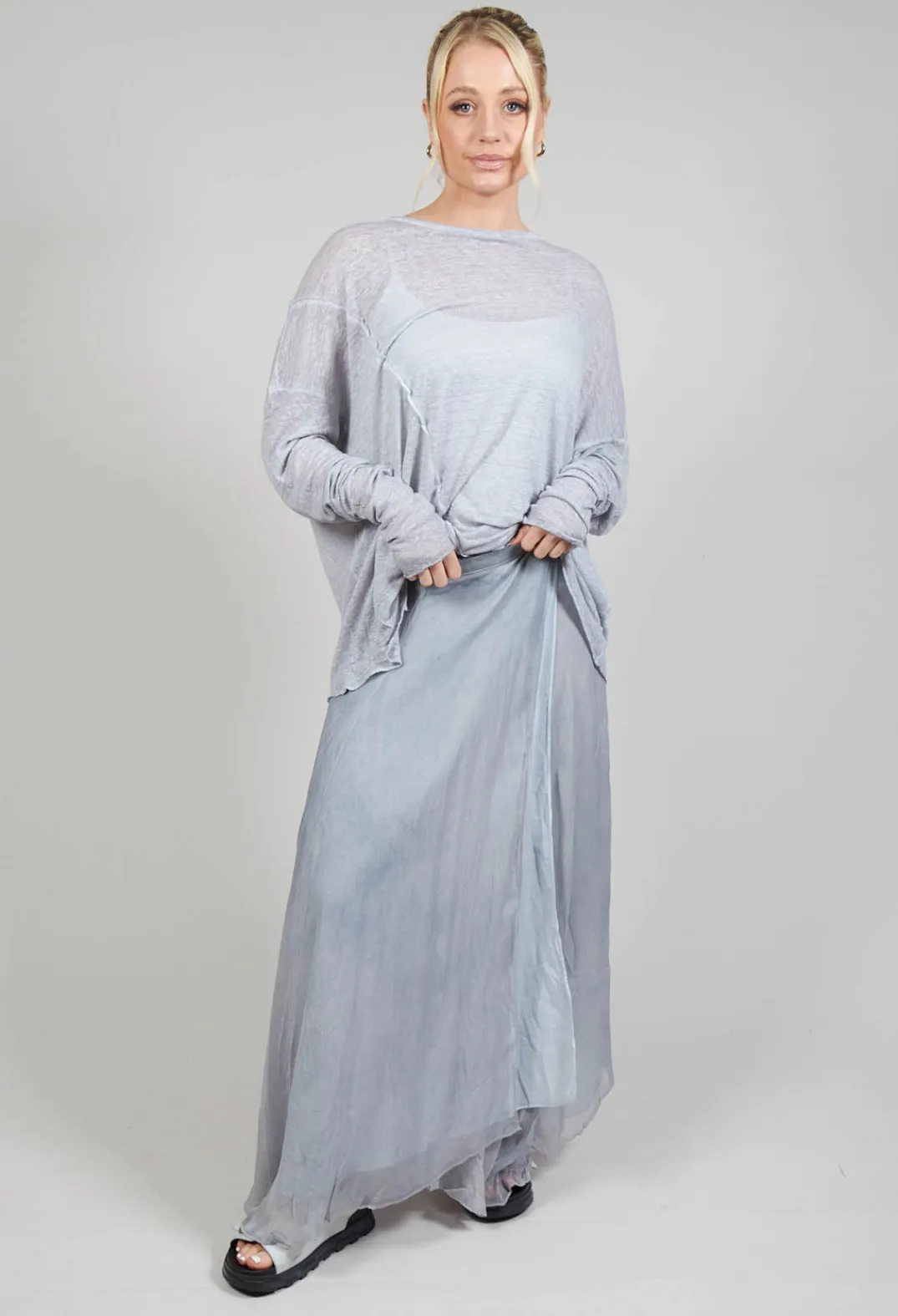 Umit Unal Skirts^Silk Wrap Skirt in Silver Grey
