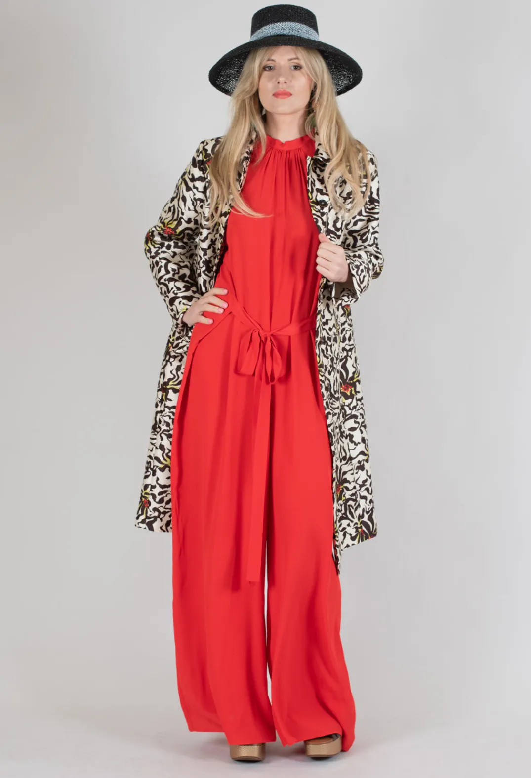 Beatrice B Jumpsuits^Silk-Blend Crepe Jumpsuit in Red