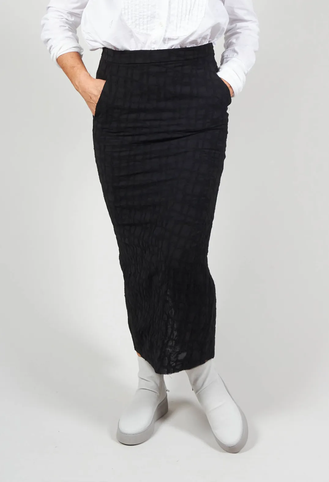 Un-namable Skirts^Silky Slim Skirt with Split in Black