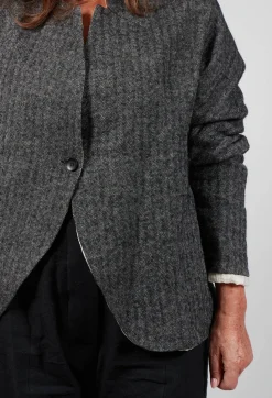 Marc Point Jackets^Single Button Herringbone Blazer in Grey