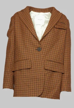 Beatrice B Jackets^Single-Breasted Houndstooth Jacket in Orange Print