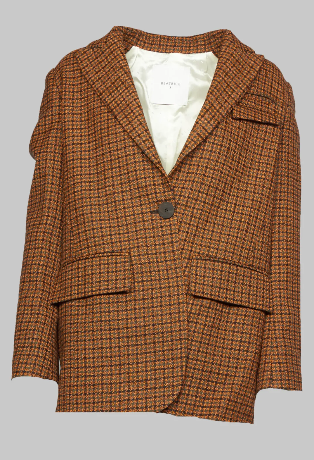 Beatrice B Jackets^Single-Breasted Houndstooth Jacket in Orange Print