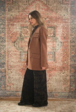 Beatrice B Jackets^Single-Breasted Houndstooth Jacket in Orange Print
