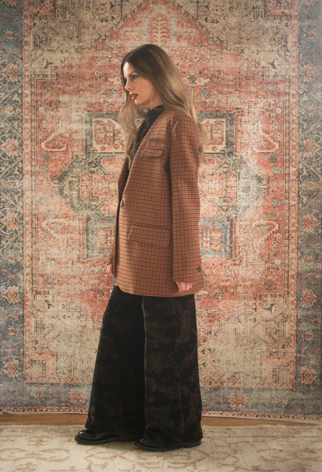 Beatrice B Jackets^Single-Breasted Houndstooth Jacket in Orange Print
