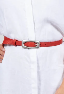 Beatrice B Belts^Skinny Leather Belt in Red