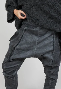 Rundholz Dip Trousers^Skinny Trousers with Bleached Stitching in Coal Cloud