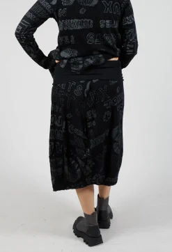 Rundholz Black Label Skirts^Skirt with Contrasting Waistband in Black Shiny Print