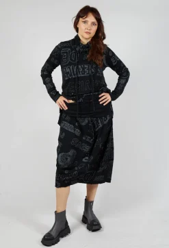Rundholz Black Label Skirts^Skirt with Contrasting Waistband in Black Shiny Print