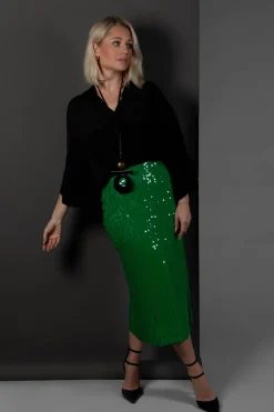 Beatrice B Skirts^Skirt with Sequin Detail in Green