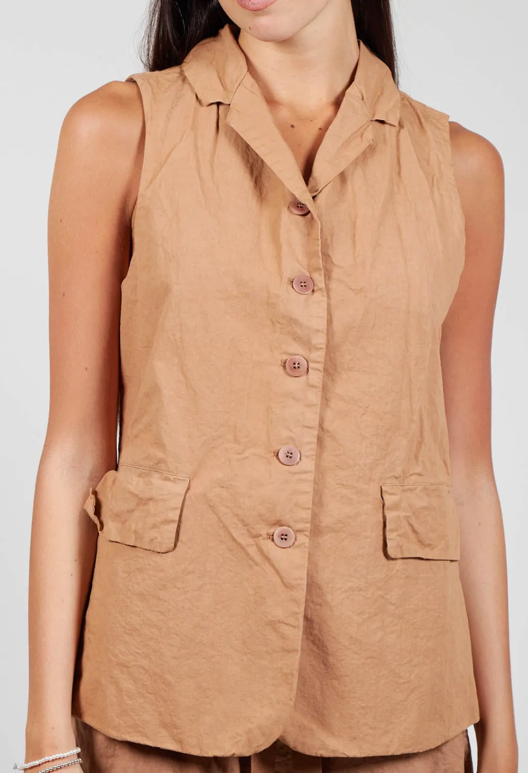 Album Di Famiglia Jackets^Sleeveless Blazer CC in Pottery