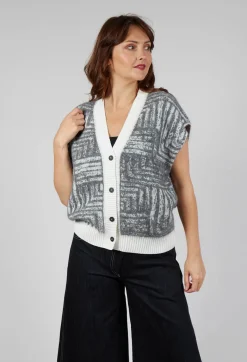 Sarah Pacini Cardigans^Sleeveless Cardigan in Steel Grey