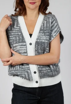 Sarah Pacini Cardigans^Sleeveless Cardigan in Steel Grey