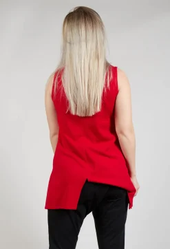 Philomena Christ Tops^Sleeveless Centre Split Top in Red