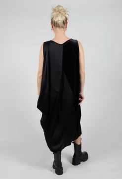 Sanctamuerte Dresses^Sleeveless Dress in Ciniglia e Raso Viscosa Nero