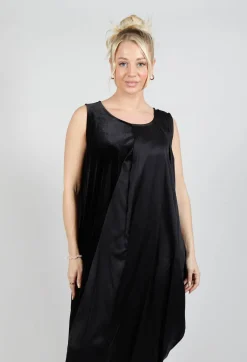 Sanctamuerte Dresses^Sleeveless Dress in Ciniglia e Raso Viscosa Nero