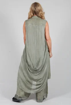 Sanctamuerte Dresses^Sleeveless Dress in Lino and Tinto Freddo Olive