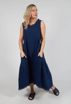 Rundholz Black Label Dresses^Sleeveless Dress with Mesh Edging in Navy