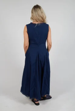 Rundholz Black Label Dresses^Sleeveless Dress with Mesh Edging in Navy