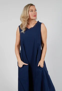 Rundholz Black Label Dresses^Sleeveless Dress with Mesh Edging in Navy