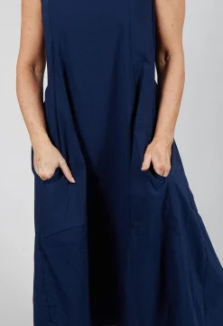 Rundholz Black Label Dresses^Sleeveless Dress with Mesh Edging in Navy