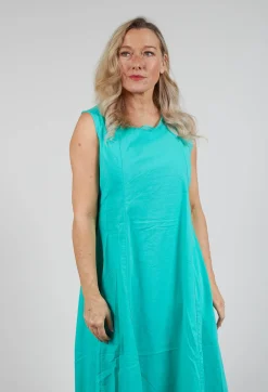 Rundholz Black Label Dresses^Sleeveless Dress with Mesh Edging in Aqua