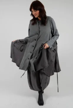 Rundholz Black Label Tops^Sleeveless Longline Top with Feature Pockets in Rock