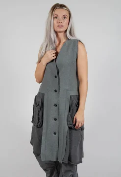 Rundholz Black Label Tops^Sleeveless Longline Top with Feature Pockets in Rock