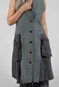 Rundholz Black Label Tops^Sleeveless Longline Top with Feature Pockets in Rock