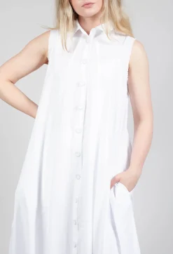 Amici Dresses^Sleeveless Shirt Dress in Bianco