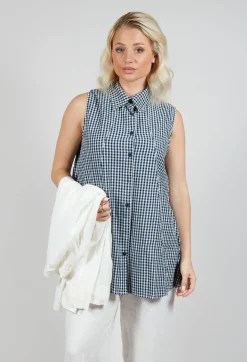 Amici Tops^Sleeveless Shirt in Checker Blue
