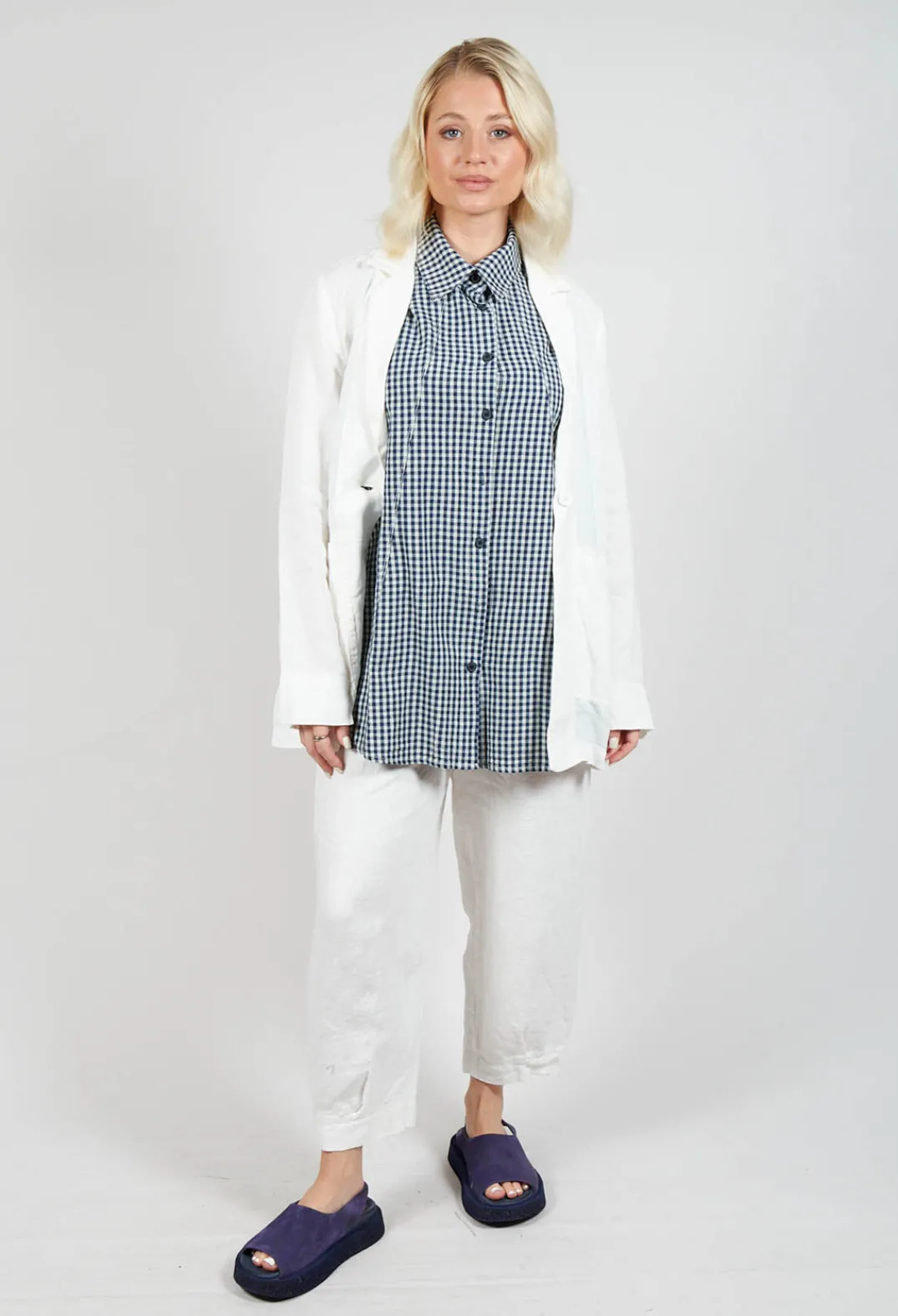 Amici Tops^Sleeveless Shirt in Checker Blue