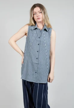 Amici Tops^Sleeveless Shirt in Checker Blue