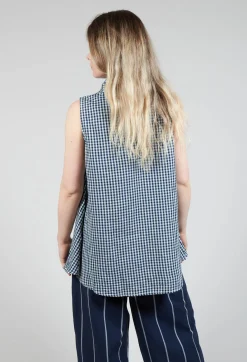 Amici Tops^Sleeveless Shirt in Checker Blue