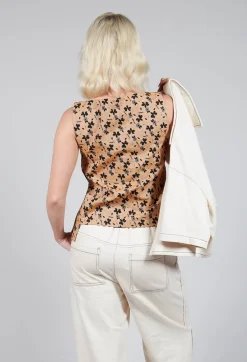 IXOS Co-ords & Suits^Sleeveless Structured Top with Print in Biscotto