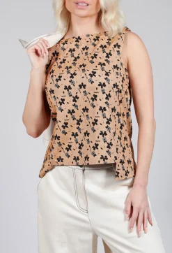 IXOS Co-ords & Suits^Sleeveless Structured Top with Print in Biscotto