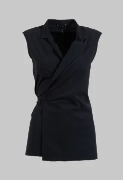 Sarah Pacini Shirts & Blouses^Sleeveless Tie Waist Top in Black