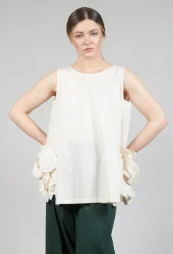 Mei Meij Tops^Sleeveless Top with Side Frill Feature in Cream