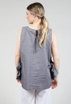 Mei Meij Tops^Sleeveless Top with Side Frill Feature in Grey Purple