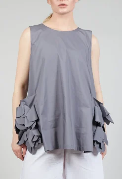 Mei Meij Tops^Sleeveless Top with Side Frill Feature in Grey Purple