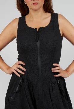 Rundholz Black Label Dresses^Sleeveless Zip Through Dress in Black Shiny Print
