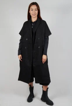 Album Di Famiglia Coats^Sleevless Coat Lino/WK in Black