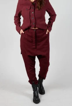 Rundholz Mainline Trousers^Slim Drop Crotch Trousers in Merlot