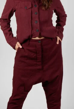 Rundholz Mainline Trousers^Slim Drop Crotch Trousers in Merlot