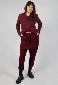 Rundholz Mainline Trousers^Slim Drop Crotch Trousers in Merlot