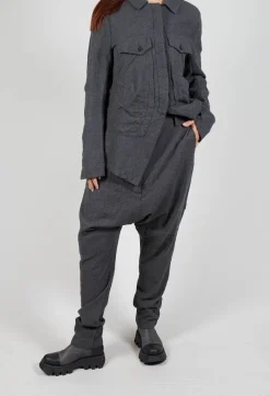 Rundholz Mainline Trousers^Slim Drop Crotch Trousers in Slate