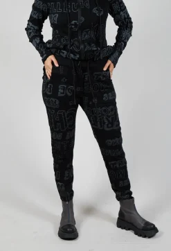 Rundholz Black Label Trousers^Slim Leg Joggers in Black Shiny Print